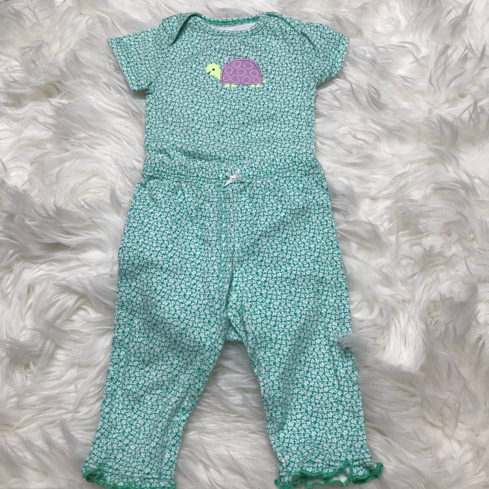 Carter’s 2 piece green turtle outfit set size 9 months